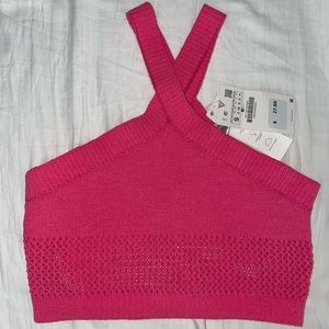 HOT PINK CROTCHET CROP
